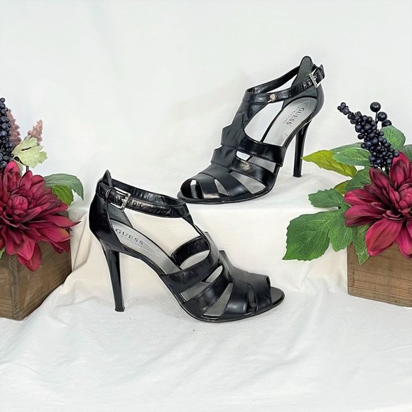 Black Leather Sandals | Guess by Marciano - Picture 1 of 6